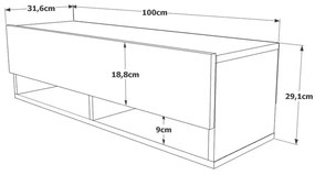 Mobile Tv Sospeso 100x32x30 2 Vani Effetto Legno Rovere E Verde Frame