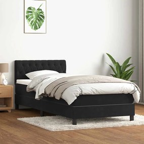 Giroletto A Molle Con Materasso Nero 90x210 Cm İn Velluto /