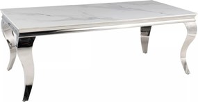 Tavolino Prince A Ceramic in ceramica Calacatta e acciaio cromato – 120x60x45 cm