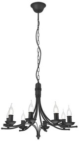 Lampadario a sospensione con catena LUCY 8xE14/60W/230V nero