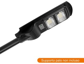 Armatura Stradale Solare 60W 5.000k Luce Minima + Sensore di Mov. Aut. 10h LED Lumileds Colore Bianco Freddo 5.000K