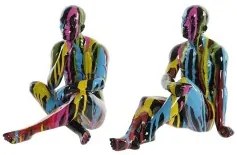 Statua Decorativa DKD Home Decor 25,5 x 14 x 21,5 cm Nero Multicolore (2 Unità)