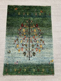 Loribaft Tappeto 60 x 90 Verde (Iran) Annodato A Mano