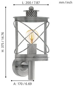 Eglo 94865 - Lampada da esterno HILBURN 1xE27/60W/230V