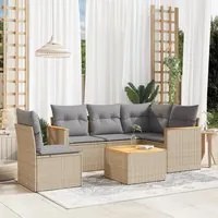 Set Divano da Giardino 6 pz con Cuscini Beige Misto Polyrattan 3225982