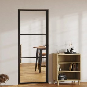Porta Da Interno Esg Vetro E Alluminio 83x201,5 Cm Nera /