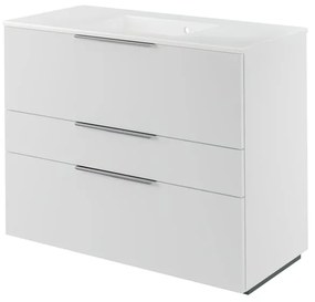 Mobile da bagno a terra L 105 x H 84 x P 48 cm bianco laccato opaco, 3 cassetti SENSEA Neo Line