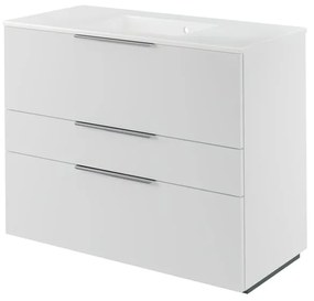 Mobile da bagno a terra sotto lavabo L 105 x H 84 x P 48 cm bianco laccato, 3 cassetti SENSEA Neo