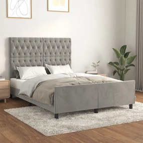 Giroletto Senza Materasso Grigio Chiaro 140x190 Cm Velluto /