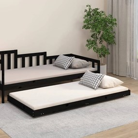 Giroletto Nero 75x190 Cm İn Legno Massello Di Pino /