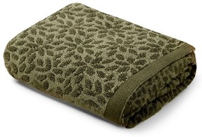 Asciugamano viso 50x100 cm fiori verde in cotone