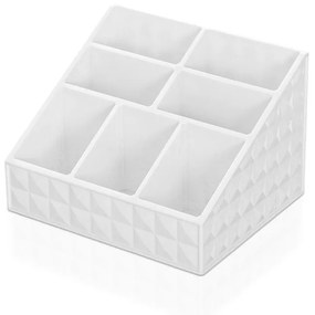 Porta trucchi organizer in plastica bianca con 7 scomparti