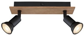 Globo 57998-2W - Luce Spot DREW 2xGU10/35W/230V legno/nero