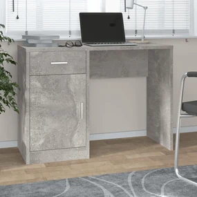 Scrivania Cassetto Grigio Cemento 100x40x73cm Legno Multistrato /