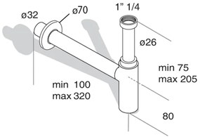 Omp tea - Sifone per lavabo MINITOTI DN32 nero opaco