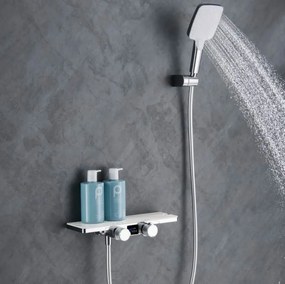 Sistema doccia ELITE EDITION BBT2053 termostatico con LED e getti multipli, in più finiture tra cui nero opaco e grigio grafite — Cromo pietra