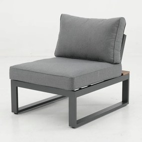 Poltrona centrale con cuscino grigio Capri, struttura in alluminio seduta in poliestere grigio, L 83 x H 85 x P 66 cm