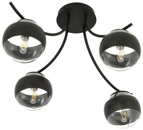Plafoniera Moderna Coeo Acciaio Nero 4 Luci E14 Ip20