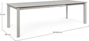 Tavolo Allungabile In Alluminio Per Esterni 100x160-240 Konnor Rastin Bizzotto