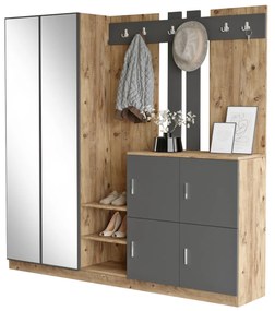 Mobile da ingresso in legno grigio 187,2x180x37,5 cm