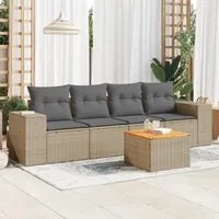 Set Divano da Giardino 5 pz con Cuscini Beige in Polyrattan 3225324