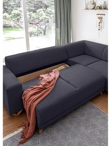 Divano angolare color antracite allungabile e con contenitore (penisola a destra/a L) Classy Sophie – Miuform