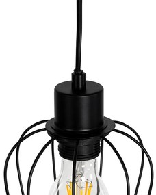 Lampada da terra rustica nera con legno 2 luci - Stronk