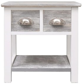 Tavolino laterale grigio 40x40x40 cm in legno di paulownia
