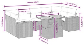 Set divano da giardino 8 pz con cuscini grigio in polyrattan