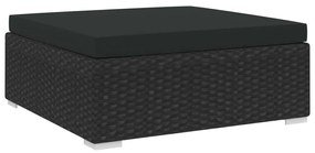 Poggiapiedi Modulare 1 Pz Con Cuscino İn Polyrattan Nero /