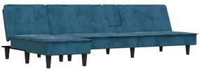 Divano letto a l blu 255x140x70 cm in velluto