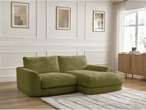 Divano angolare color kaki (con penisola a destra/con chaise lounge) con rivestimento in ciniglia Leonore – Bobochic Paris