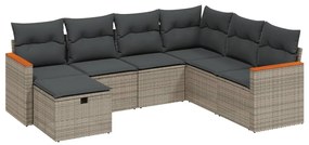 Set divani da giardino 7 pz con cuscini grigio in polyrattan