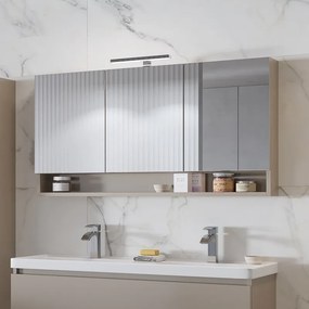 Specchio contenitore 120cm con 3 ante e ripiano aperto SP-120 - KAMALU