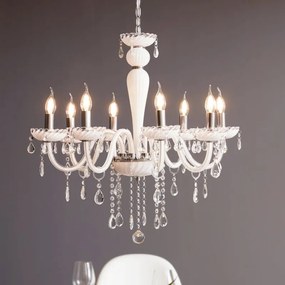 Lampadario Neoclassico Carpento cromo paralume bianco 8x E14 Ø70cm EGLO