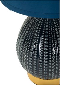 Lampada da tavolo blu in ceramica con paralume in tessuto (altezza totale 30,5 cm) Flavi – Mauro Ferretti