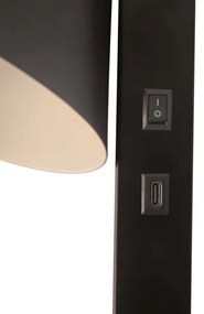Nordlux - Lampada da parete con porta USB WILMER 1xE14/40W/230V nero