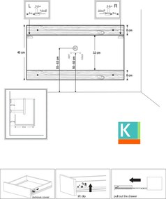 Mobile bagno 135 cm con lavabo incasso e vano a giorno a destra SP-135ED - KAMALU