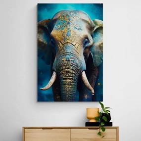 Stampa su tela – Elefante blu-oro