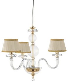 Lampada a sospensione BACH 50 cm con paralume in vetro trasparente 3 LUCI ORO