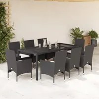 Set da Pranzo da Giardino 9 pz con Cuscini Polyrattan e Vetro 3278542