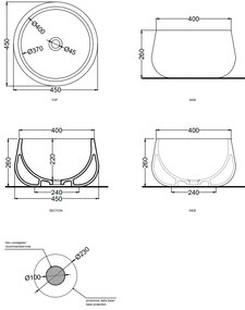 Cielo Tina bacinella 45 cm lavabo da appoggio senza troppopieno in ceramica bianco lucido