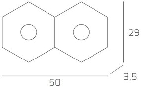 Plafoniera Moderna Hexagon Metallo Foglia Rame 2 Luci Led 12X2W