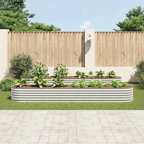 Letto Rialzato Giardino 400x80x44 Cm İn Acciaio Zincato Argento /