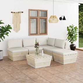 Set divani da giardino su pallet 6 pz con cuscini legno abete