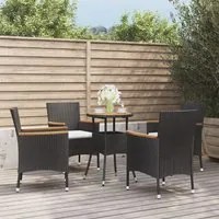 Set Bistr da Giardino 5 pz con Cuscini in Polyrattan Nero 3187429