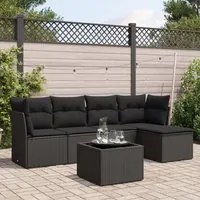 Set Divano da Giardino 6 pz con Cuscini Nero in Polyrattancod mxl 87524