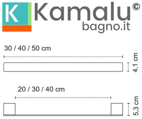 Kamalu - portasalviette a barra design squadrato 40cm in acciaio inox finitura satinata| nuevo-s