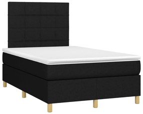 Letto a molle con materasso e led nero 120x200cm in tessuto