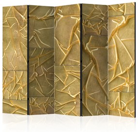 Paravento design Adorazione reale II - texture lussuosa di tessuto dorato con bagliore